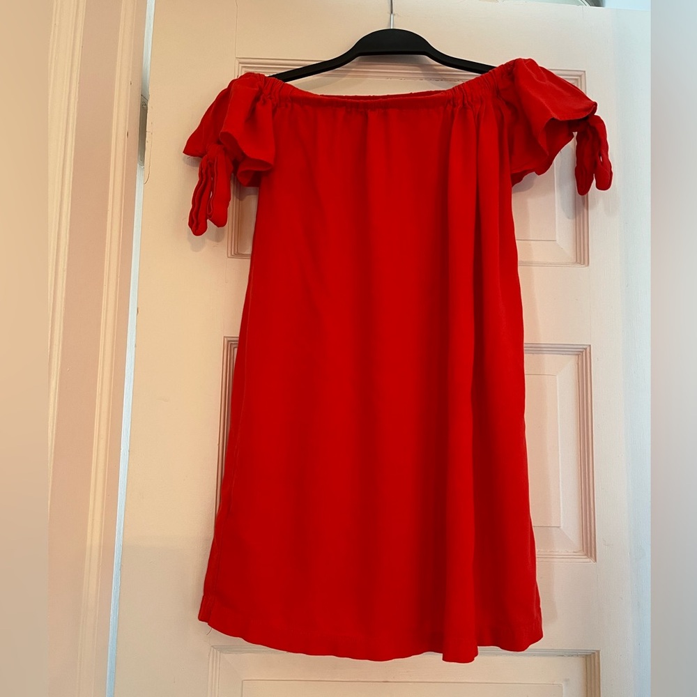 Mango Red Puff Sleeve Off-Shoulder Sundress